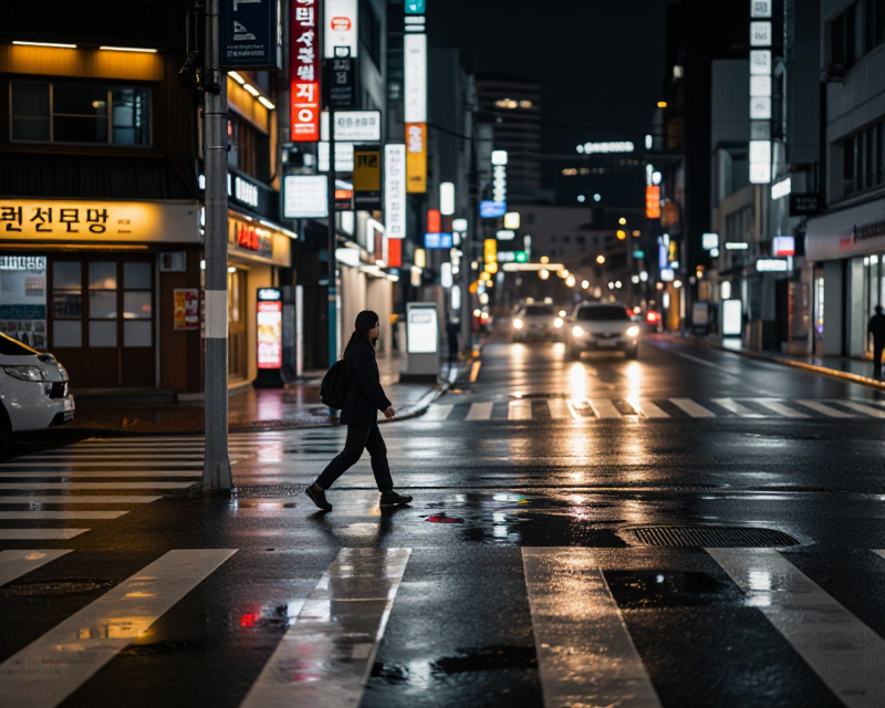 Cinematic Seoul Night Street