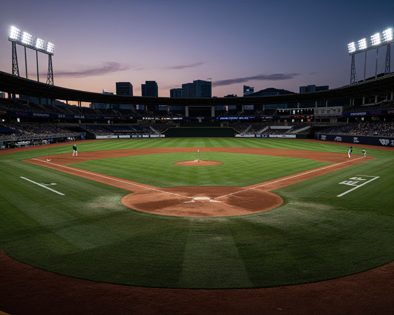 Cinematic Baseball Stadium at Dusk