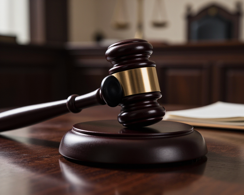 Judicial Gavel in Courtroom