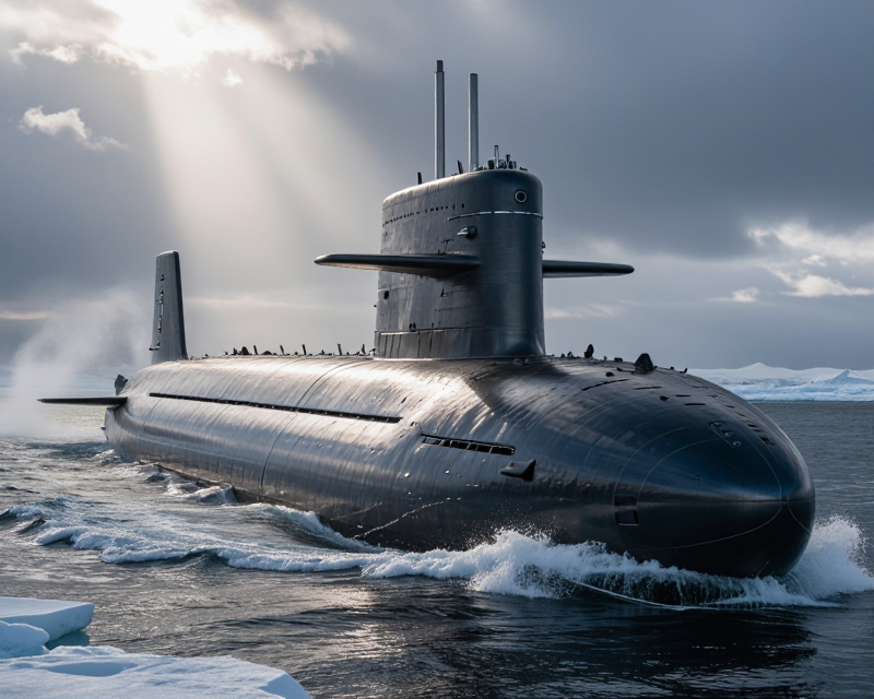 Modern Submarine in North Atlantic