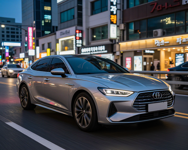 Modern Sedan in Seoul Nightscape