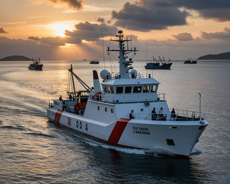 Coast Guard Patrol near Fishing Boats