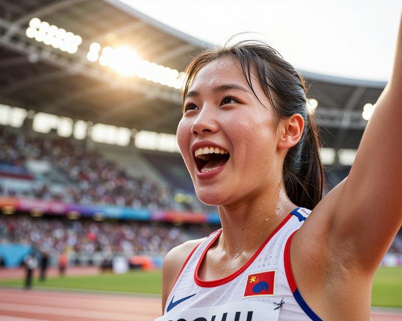 Victory Celebration of a Pentathlete